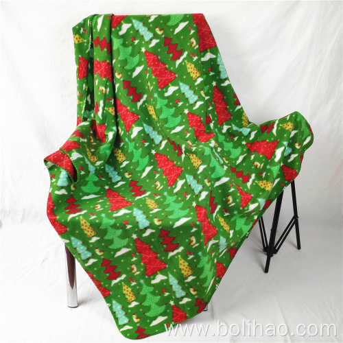 Christmas tree print design two side brushed fleece polar fleece blanket